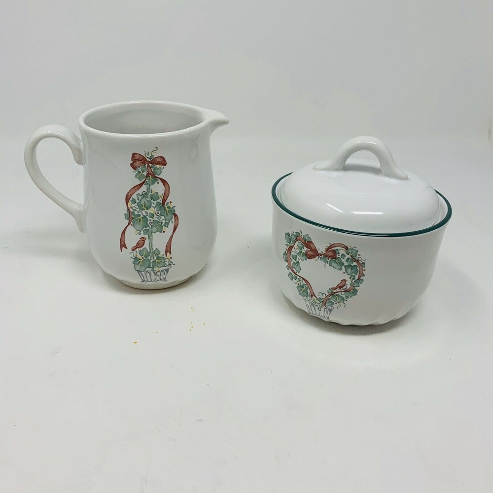CORELLE CORNING Callaway Holiday Ivy cream & sugar - Picture 2 of 9